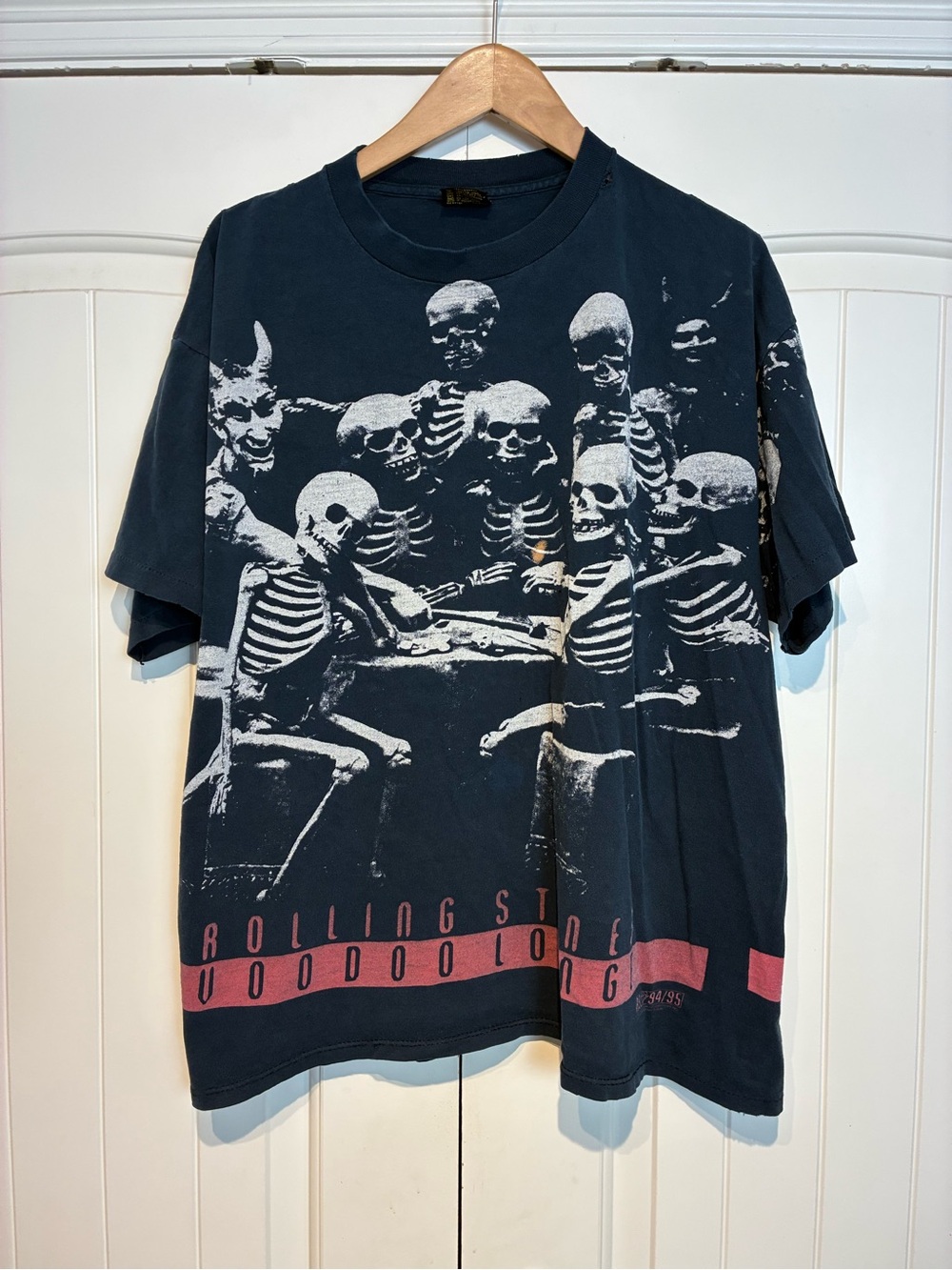 Vintage Rolling Stones Voodoo Lounge Skeleton Graphic Tee - Black size XL